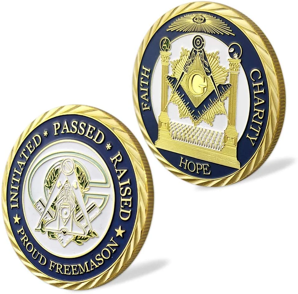 Factory Custom Diamond Edge 3D Logo High quality/High cost performance  Masoinic Commemorative Challenge Coins