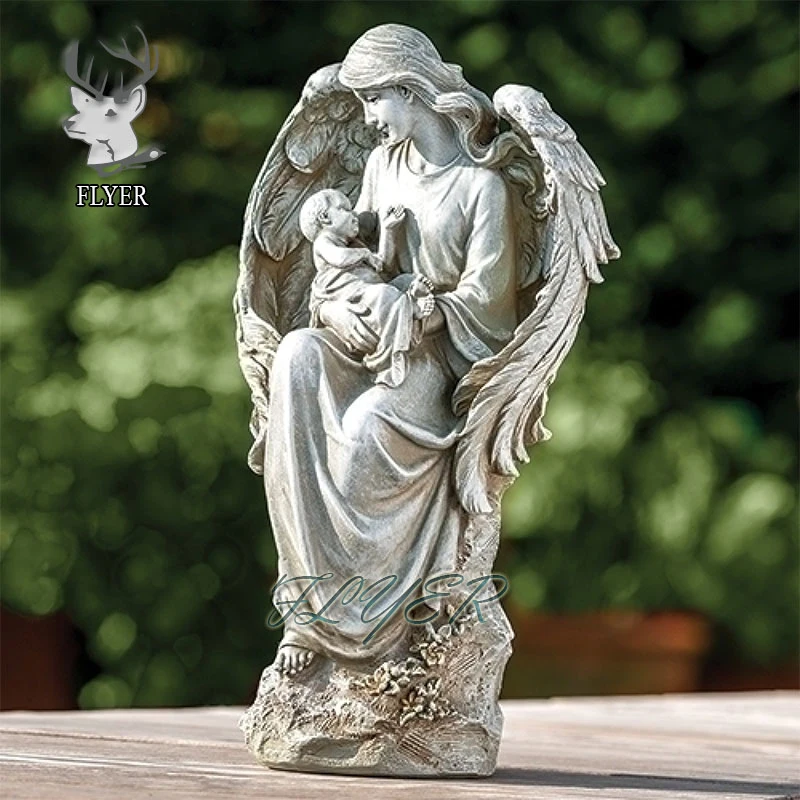 Mão esculpida oração White Marble ajoelhar Angel estátua escultura