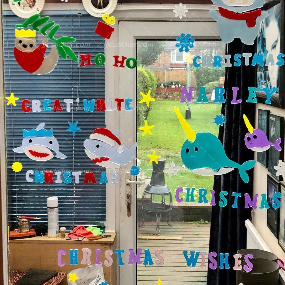 New Year Xmas Decorations for Windows Halloween Christmas Window Stickers