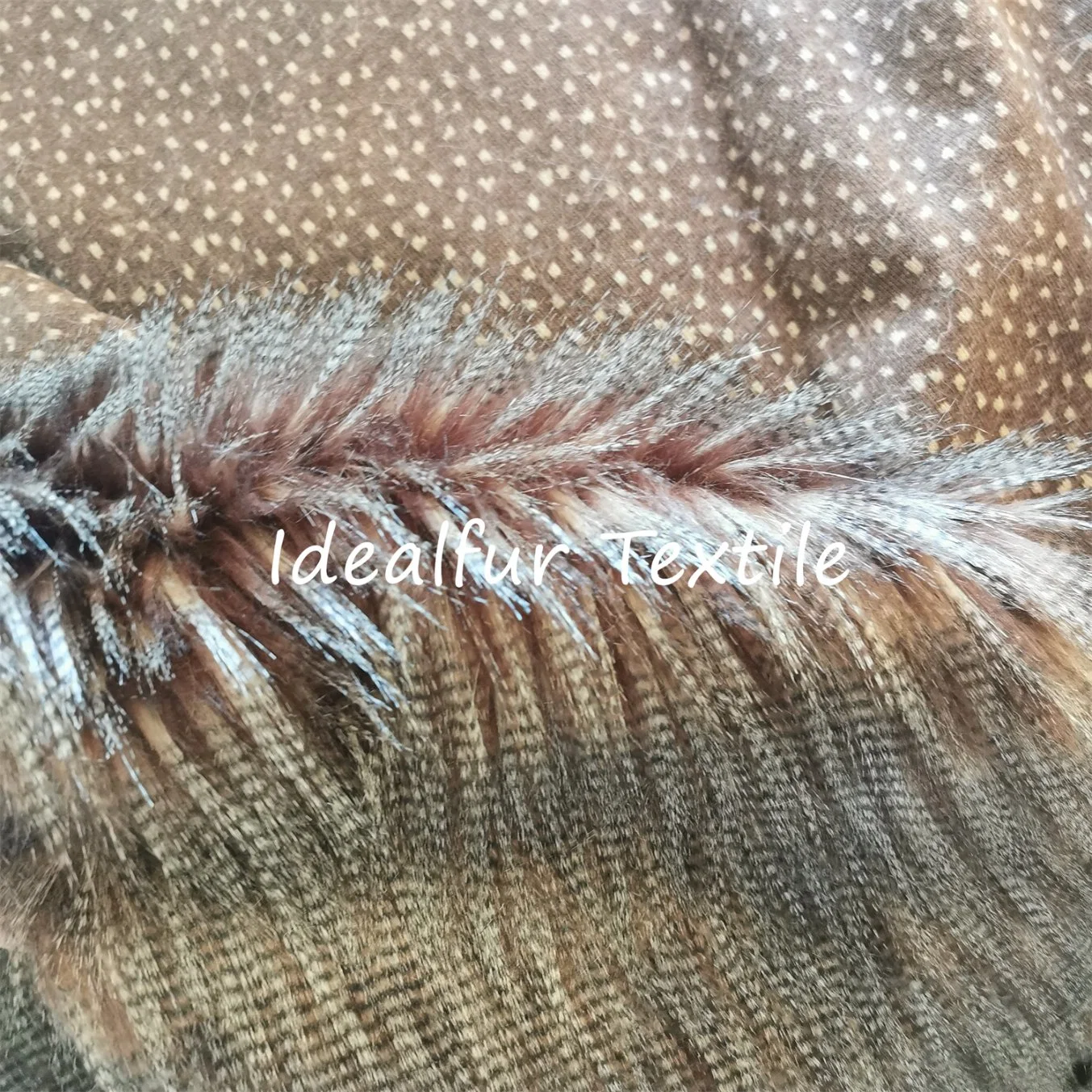 Faux Fur Fabric with Pheasant Feather Design