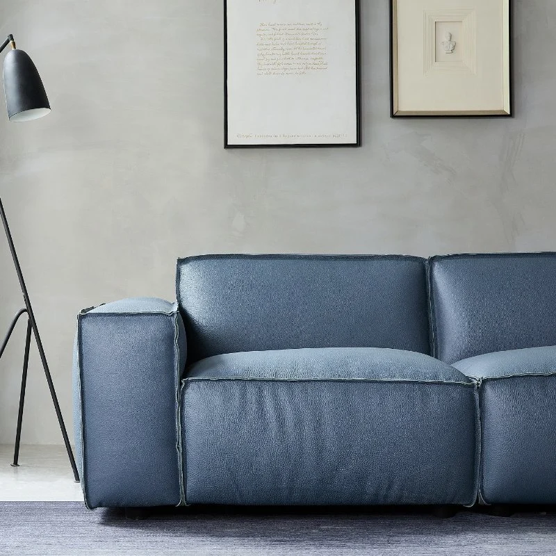 Sofá Set Muebles personalizables Hot Sale Cuero Sofá Seccional Azul Sofá de color de sala de estar