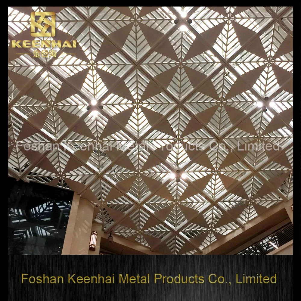 Hollow out Flower Pattern Decorative Square Suspended Aluminium Ceiling Metal Decorative Suspended Ceiling (KH-MC-06)