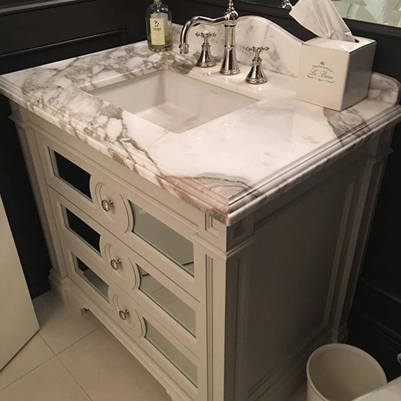 White Marble Vanity/Cabinet/Worktop/Countertop for Bathroom 36 Inch Marble Sink