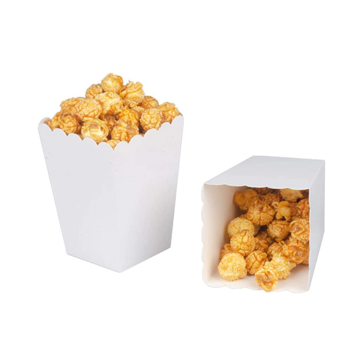 Small Cute White Popcorn Box Cardboard Container for Chrismass Party/Thanksgiving