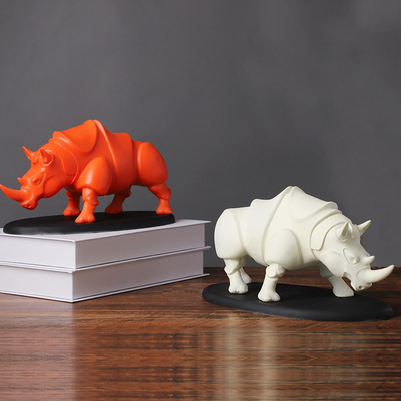 Modern Creative Resin Rhino Ornament Wild Animal for Home Decoration