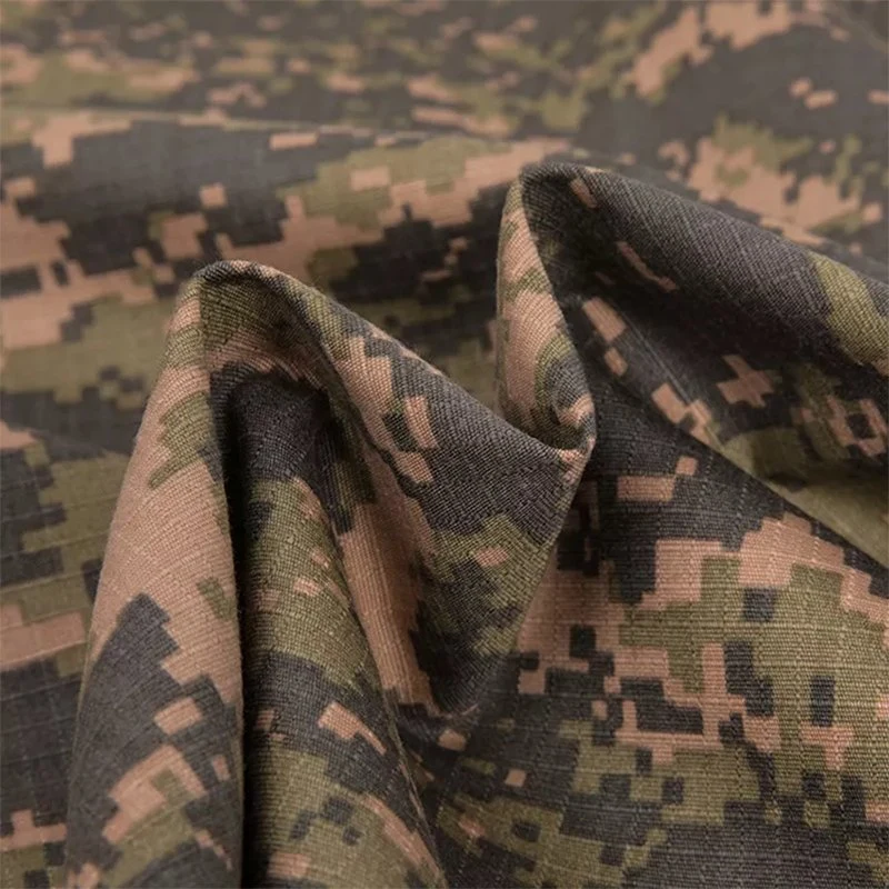 Ripstop Polyester Cotton Ripstop Dark Camouflage Fabric for Military Uniform