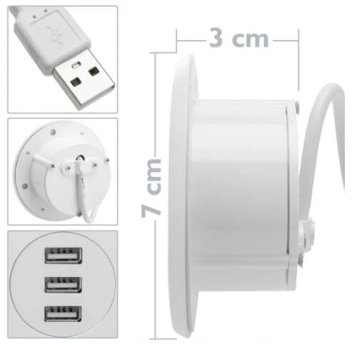 3 puertos USB 2.0 hub para el escritorio blanco