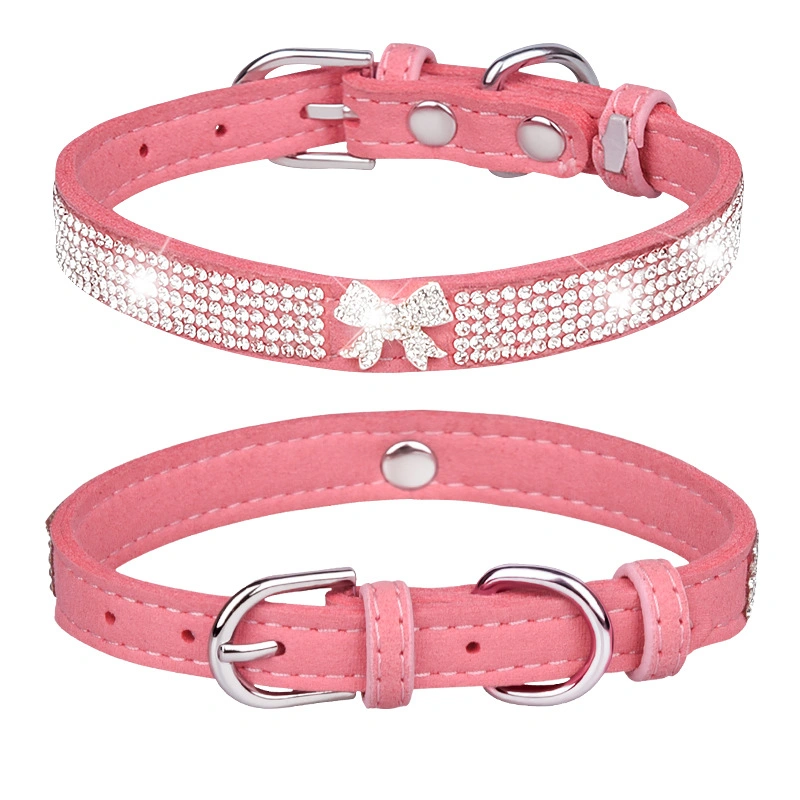 Стражи PET Dog Collars регулируемые Sparcly Crystal studed Leather PET Воротник для маленькой и средней собаки