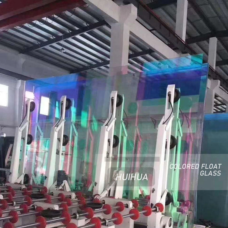 Decorative Commercial Building Green-Pink Dichroic Color Changing Laminated Toughened Float Glass Design