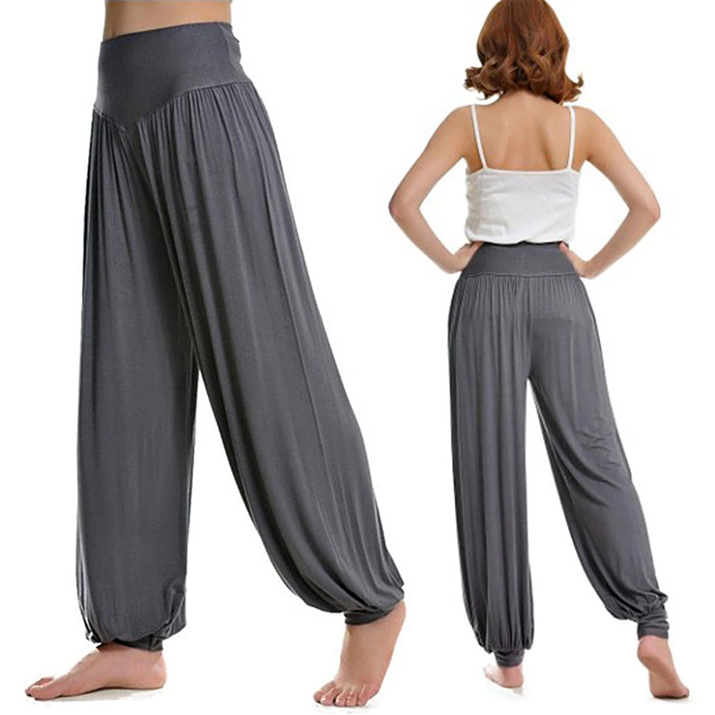 Unisex Casual Loose Leisure Pants Yoga Dance Long Pants Loose Sports Pants Soft Women Solid Bloomers Fitness Sports