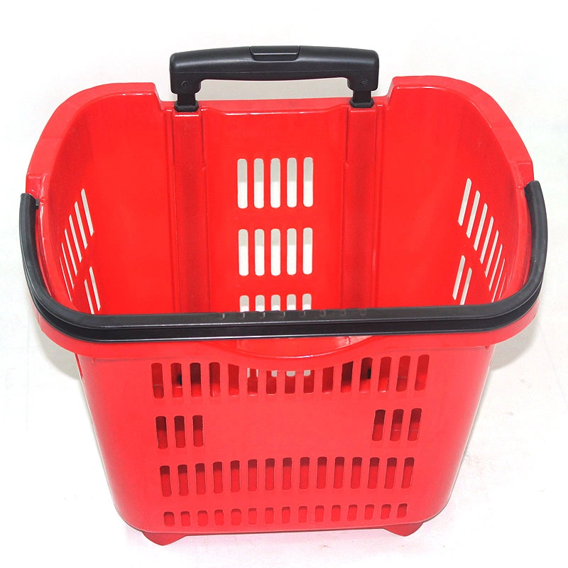 New Whole Plastic Shopping Trolley/Food Shopping Folding Basket Trolley with Handle