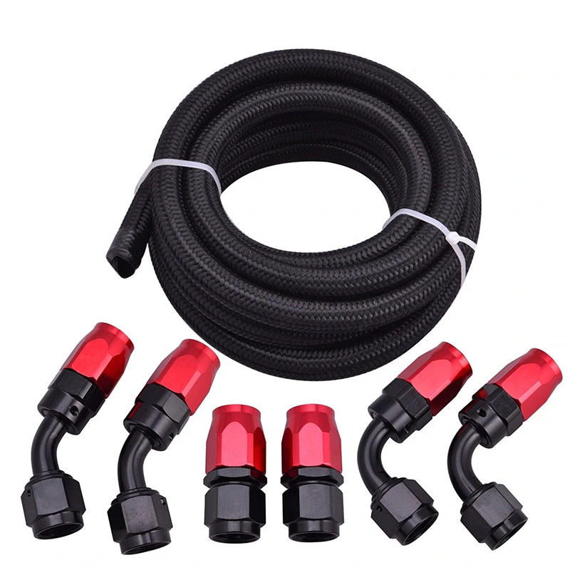 Auto Motorcycle Hose An8 Nylon Braided Fuel Hose Black Nylon Braided Oil Cooler Rubber Hose