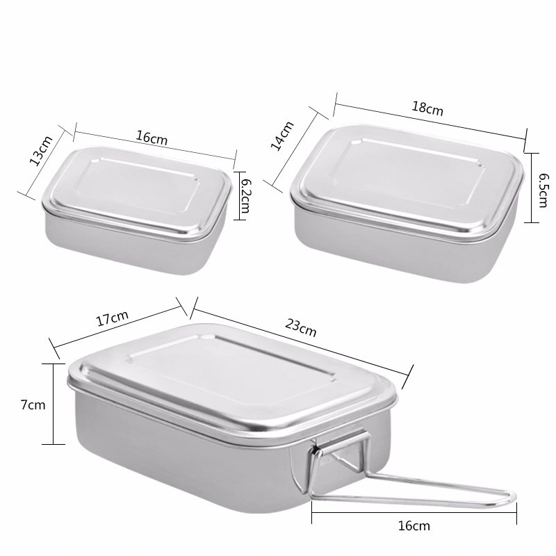 304 Stainless Steel Sealed Leakproof Square Lunch Box for Student