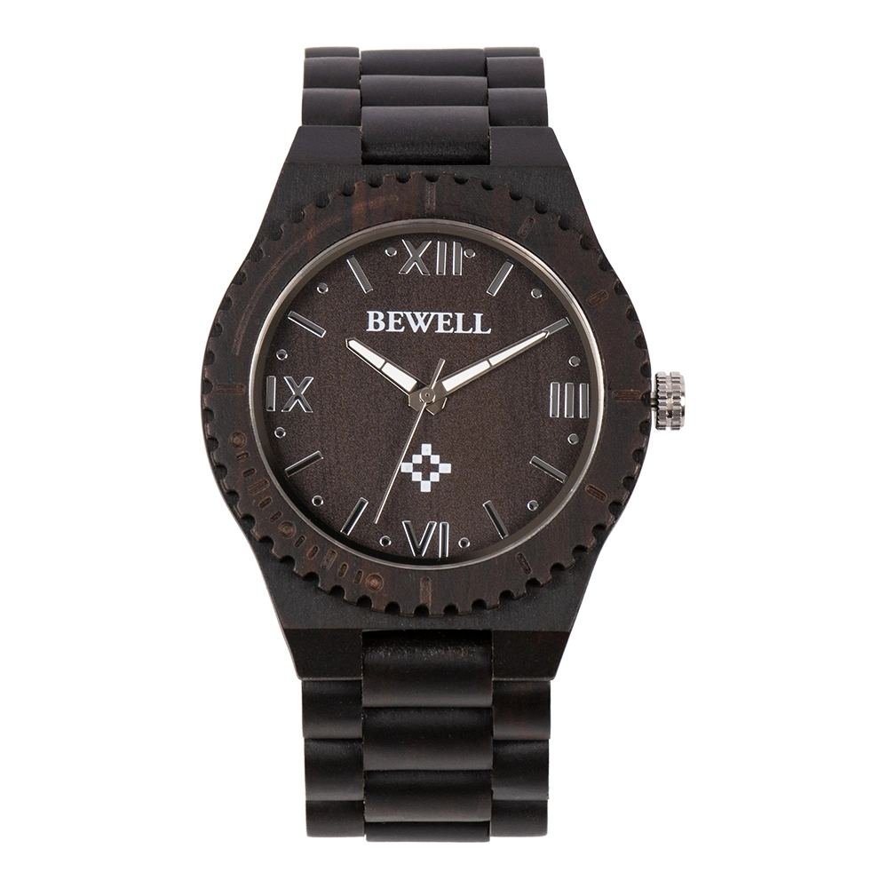 Ready to Ship Bewell Ebony Wooden Watches Men Luxury Miyota Quartz Watch