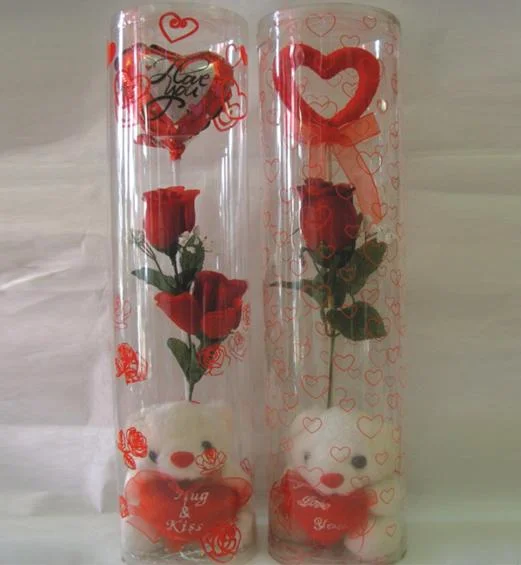 Plastic PVC cylinder box for christmas gift decoration