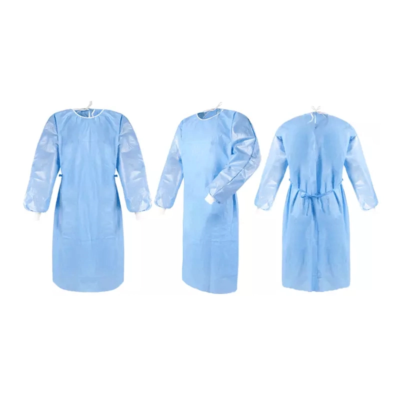 Medical Instrument Nonwoven Disposable Blue Gown SMS Gown Fabric Medical PPE Gown CE/FDA/ISO Top Fastest Prodcution in The Market