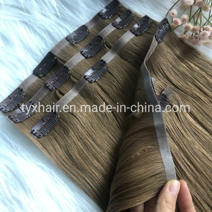 Hair Extension Real Human Hair Clip Hair in Seamless Hair Extension with PU Weft Trick Hair Bundle Natural Straight Hair Remy Hair