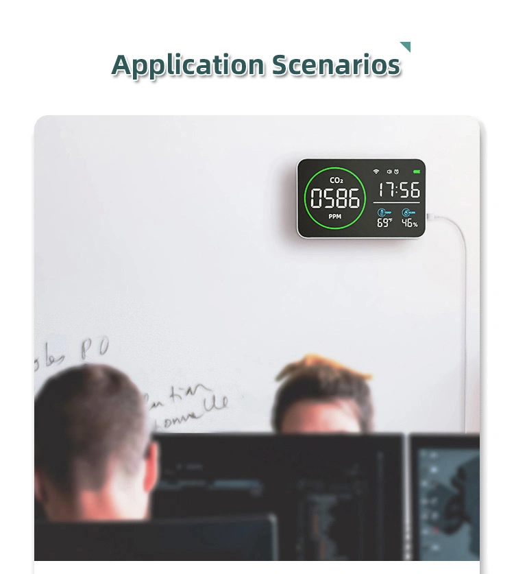 Светодиодный дисплей монитора CO2 Tuya WiFi выбросов двуокиси углерода парниковых выбросов диоксида углерода нового качества воздуха детектор газоанализатора