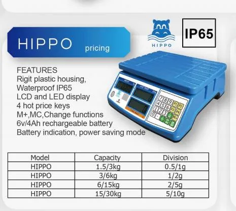 IP65 Digital Scales Electronic Pricing Scale LED/LCD Display (HIPPO)