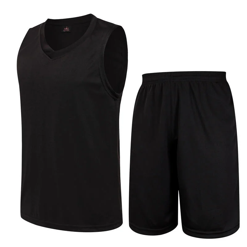 Summer Breathable Solid Color Men's and Women's Sports Vest Shorts Suit Basketball Uniform Sportswear