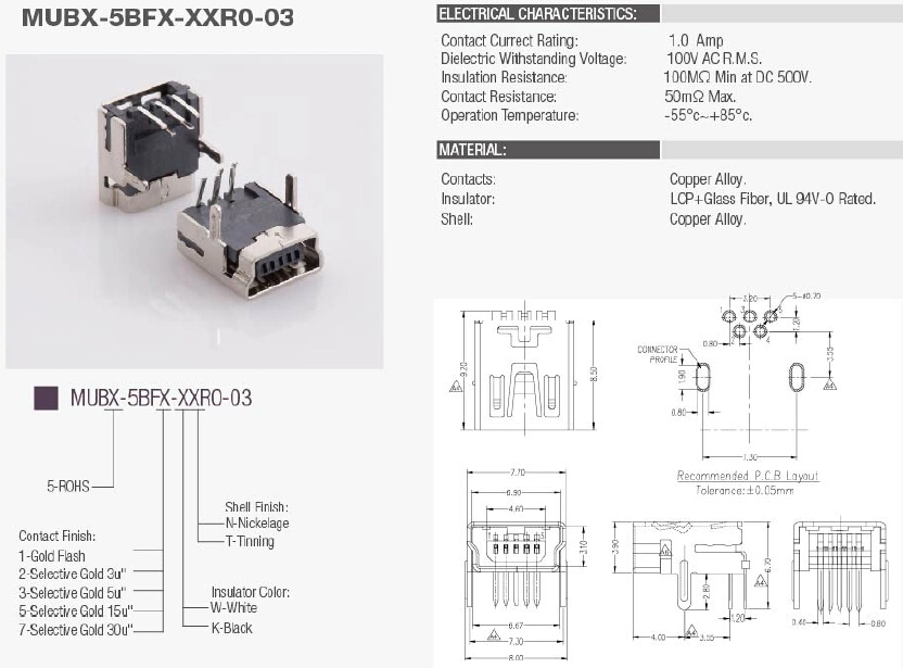 Mini USB Right Angle (OTG) Mini-B Female