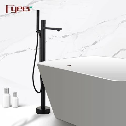 Fyeer New Free Standing Matt Black Bathtub Faucet with Hand Shower