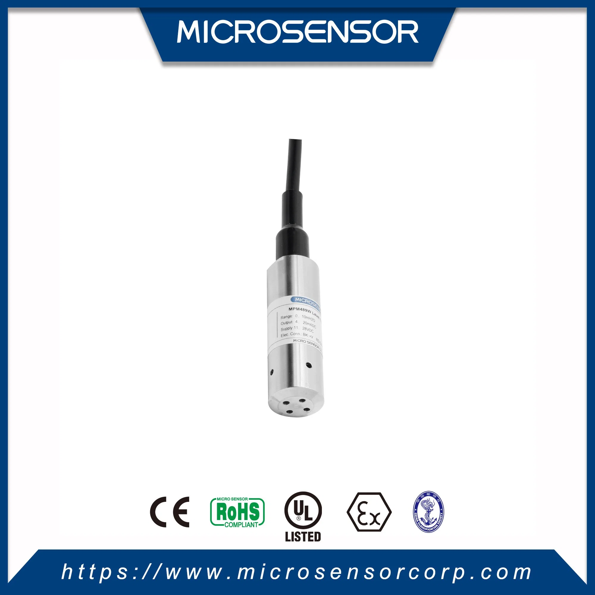 Microsensor Погружение датчика уровня бака воды жидкостей IP68 легкий вес OEM индивидуального уровня передатчик медицины MPM489W