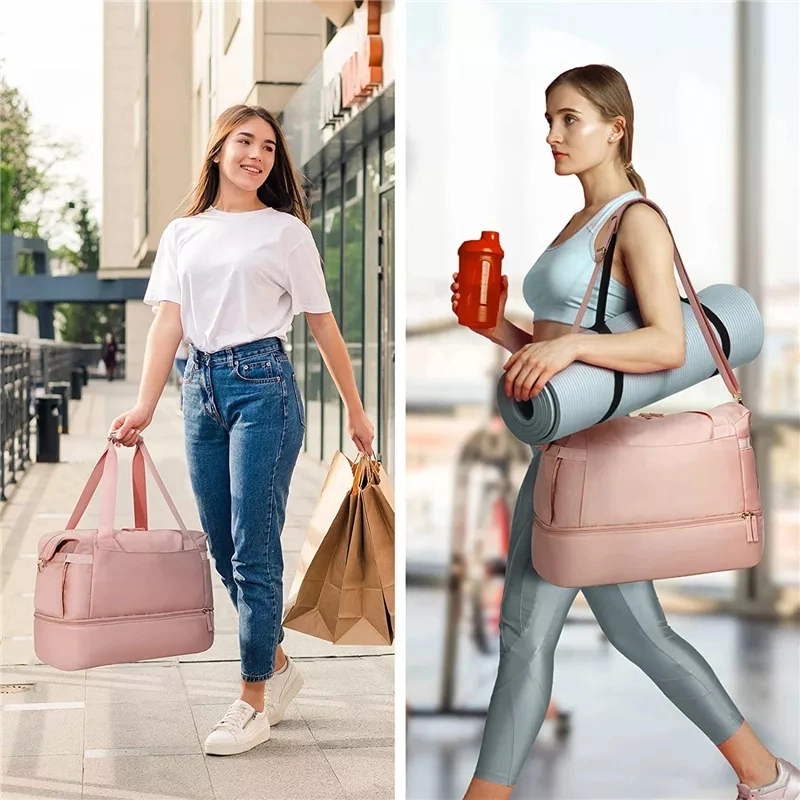 Sac de sport pour femmes avec port de chargement USB Sac de voyage de nuit Avec poche humide et compartiment à chaussures sacs de sport de voyage