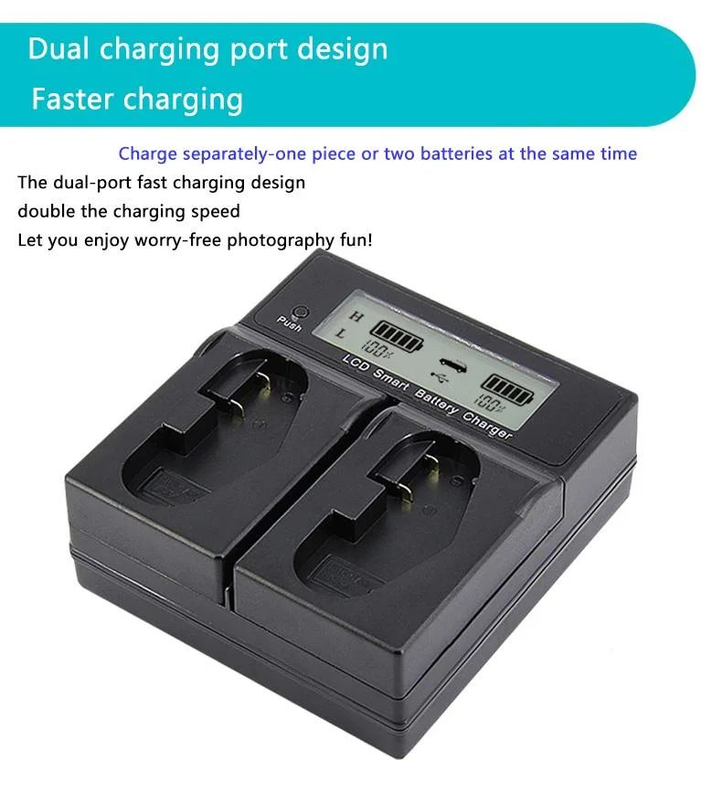 Quick Dual Charger with LCD screen Lp-E4 Lp-E4n Lpe4 Batteries for Canon 1d Mark III DSLR 1d X EOS-1d X Digital Cameras