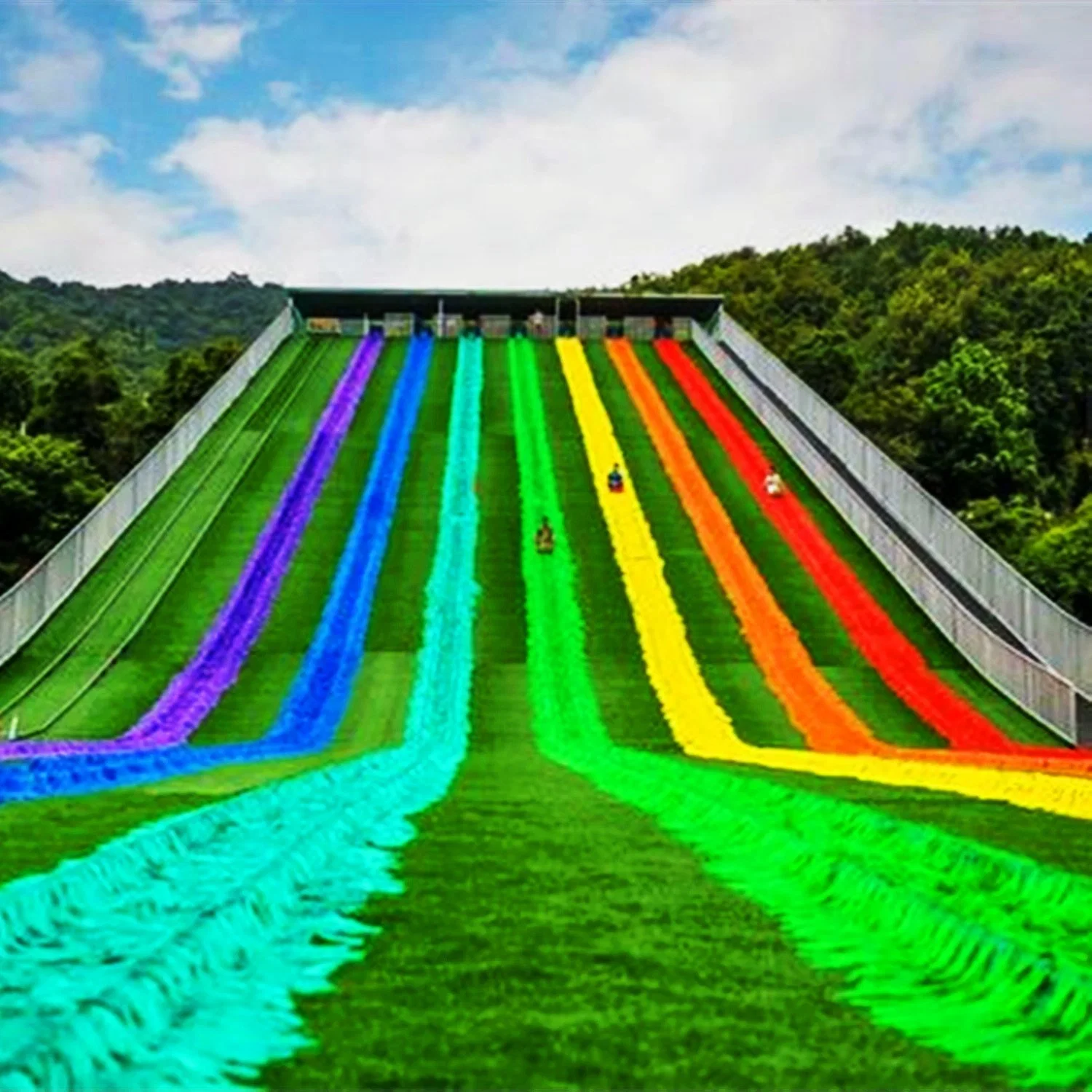 Scenic Outdoor Grass Rainbow Slide Kids Farm Park Playground Equipment