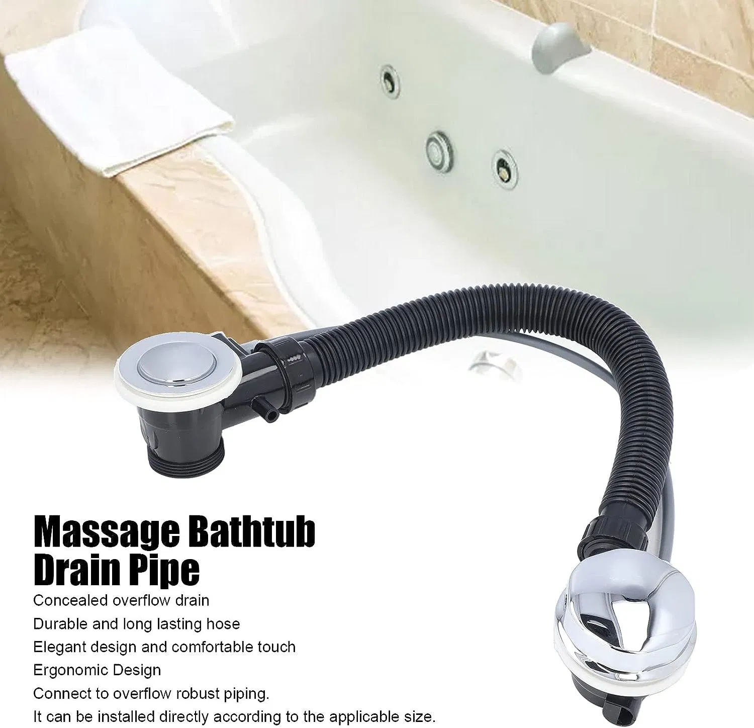 Bathtub Drain Concealed Bathtub Overflow Drainer Flexible SPA Bathtub Overflow Drain Pipe