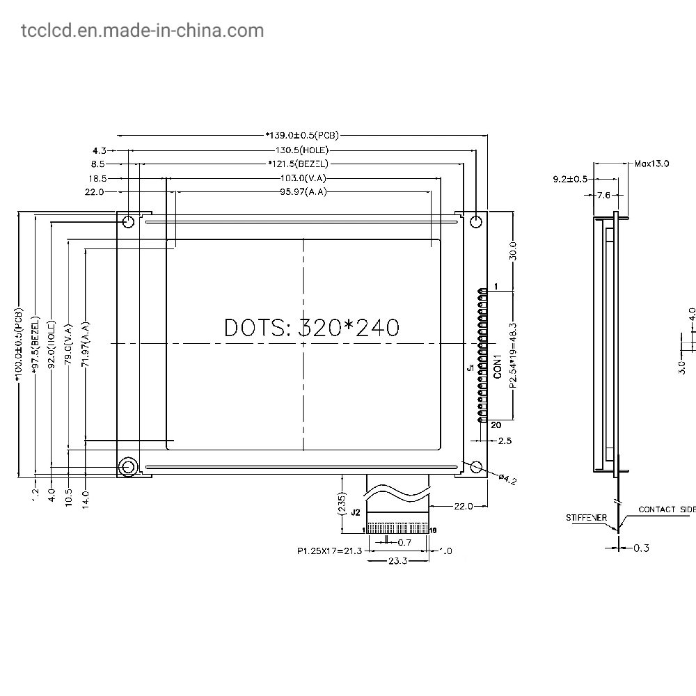 5.1 Inch LCD Industrial Control Panel Ra8835ap3n Control Stn 320240 Graphic LCD Module