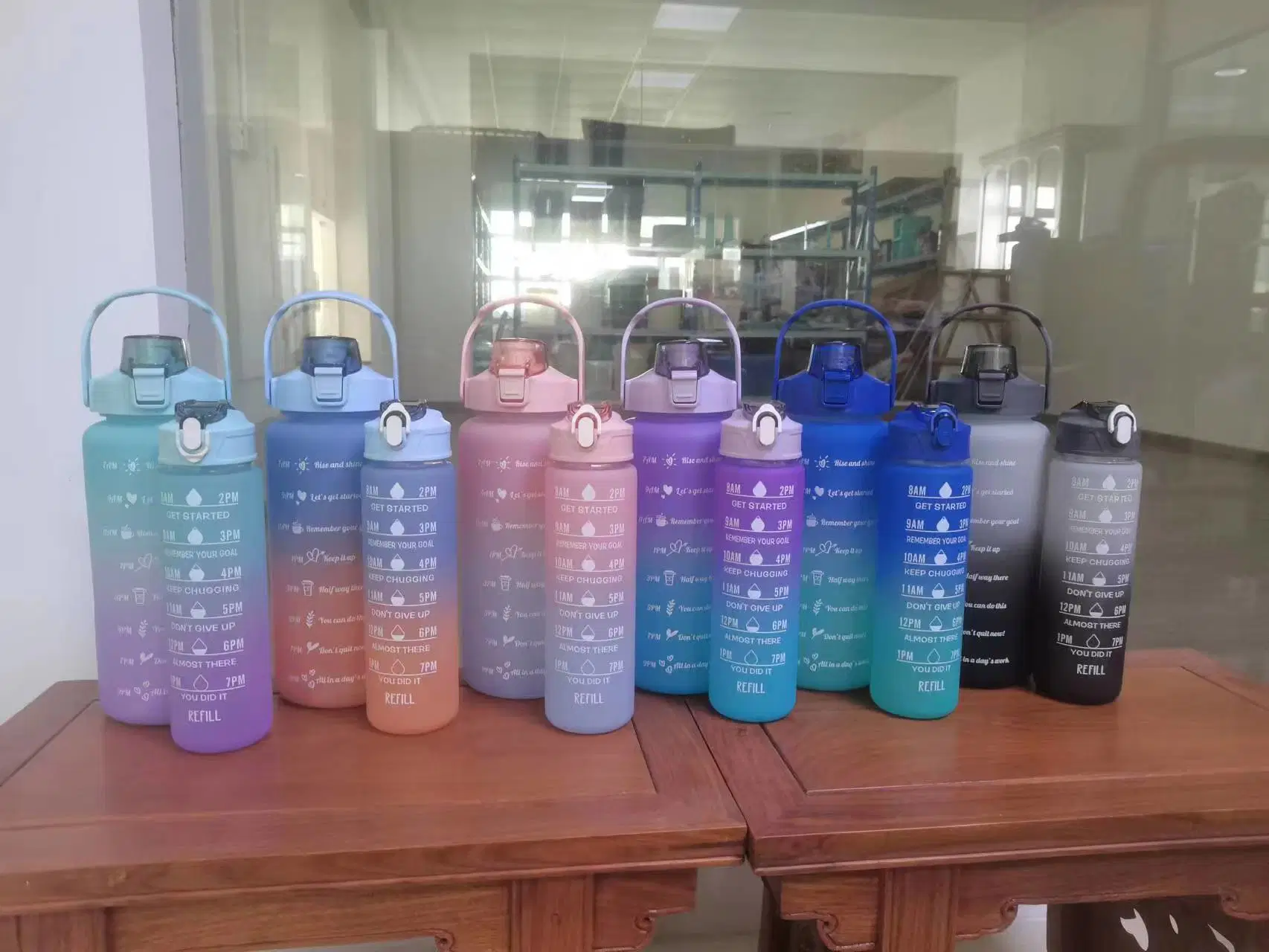 1000ml Daily Water Bottles with Times to Drink Pop-up Straw Tritan Water Bottle with Motivational Time Marker