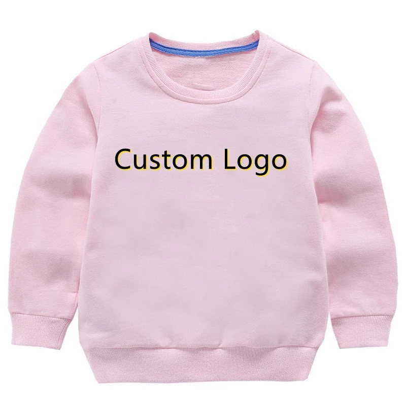 Wholesale 100% Cotton Boys and Girls Solid Color O-Neck Sweatshirts Plain Hoodies Kids Pullover