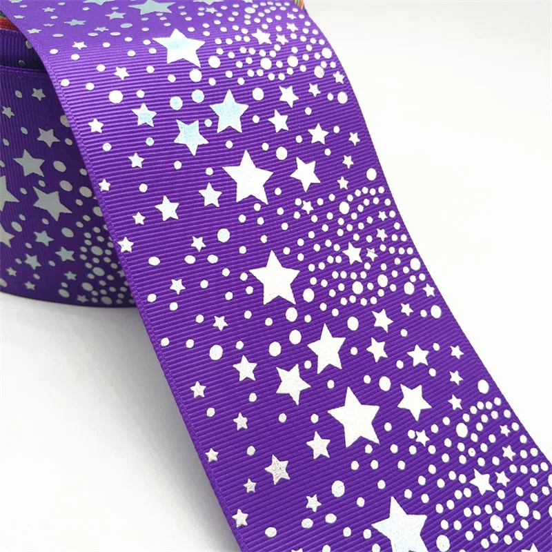 Custom Full Color Foil Gold Dots Grosgrain Ribbon