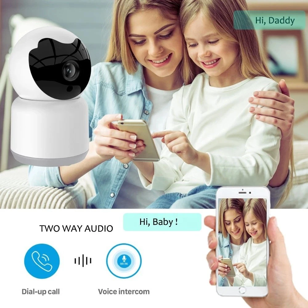 جهاز مراقبة الطفل بكاميرا IP لاسلكية بدقة 1080p وأمان ذكي بتقنية CCTV WiFi نظام الرؤية الليلية ثنائي الاتجاه كاميرا الرؤية الليلية التتبع التلقائي اكتشاف الحركة