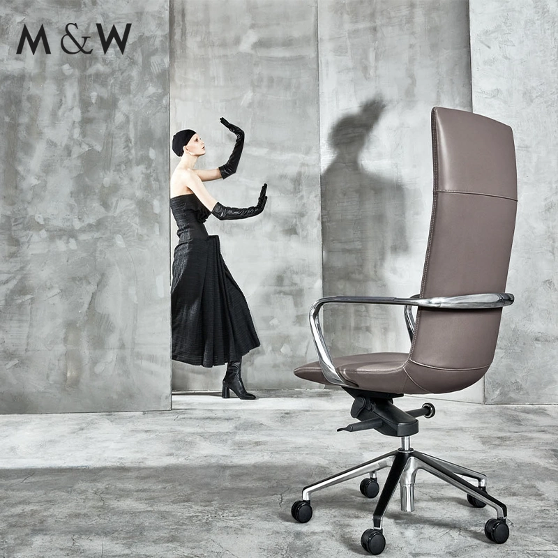 M&W Modern Design Luxury High Back Genuine Leather Executive Office Chair