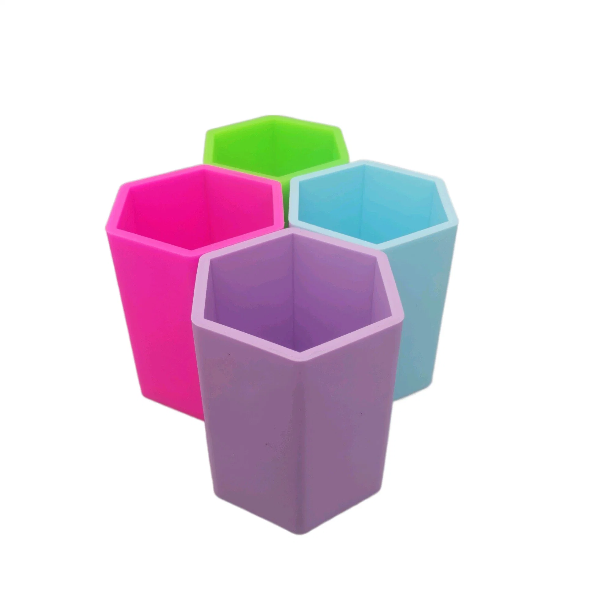 Silicon Macaron Hexagon Pen Container