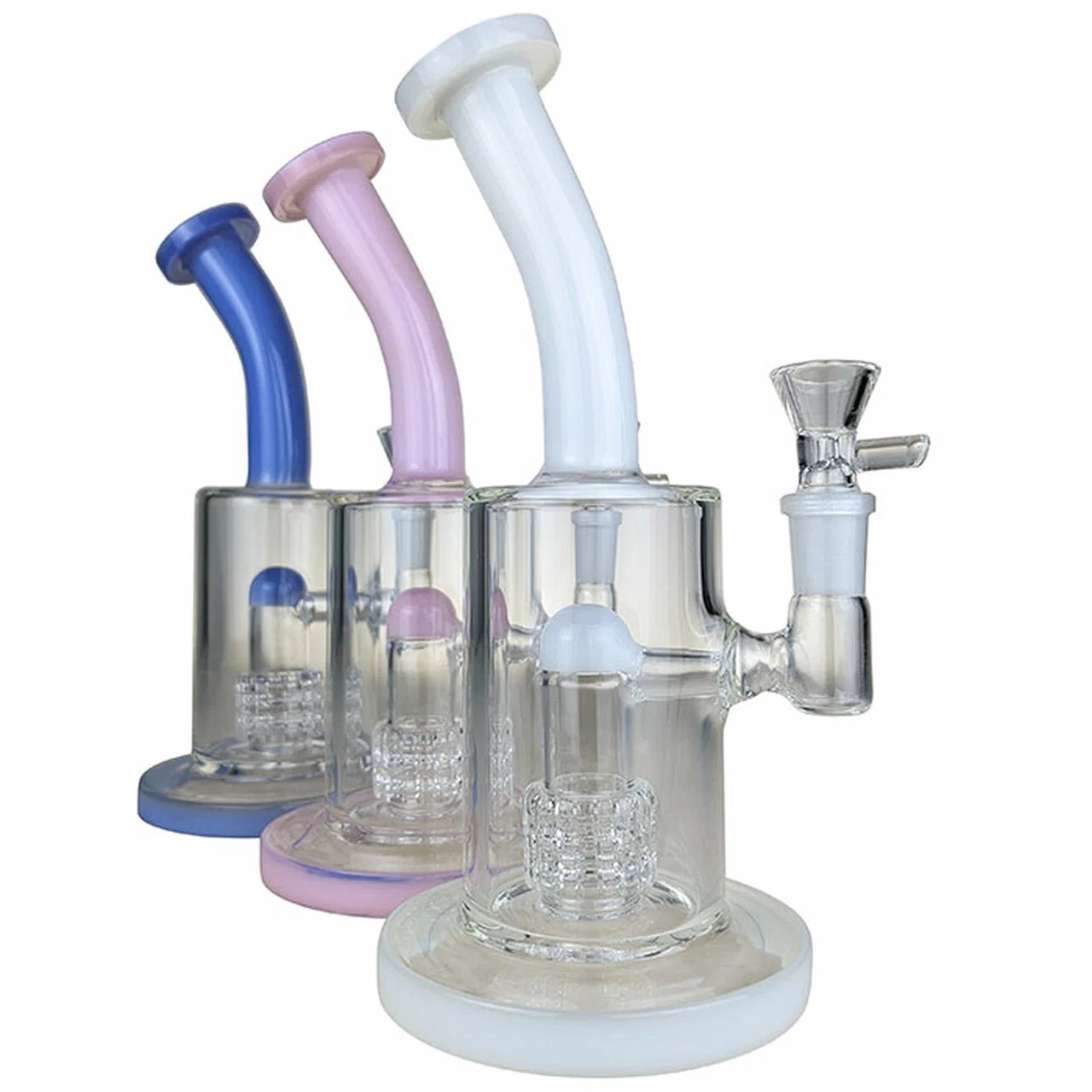 Tubo de água de pendural PERC Banger de matriz de pescoço inclinado Slyme de 8" - com 14m Bowl e 4 mm Banger vidro Vaporizer fumar Tubo de vidro tubo de vidro tubo rígido para fumadores papel de enrolar