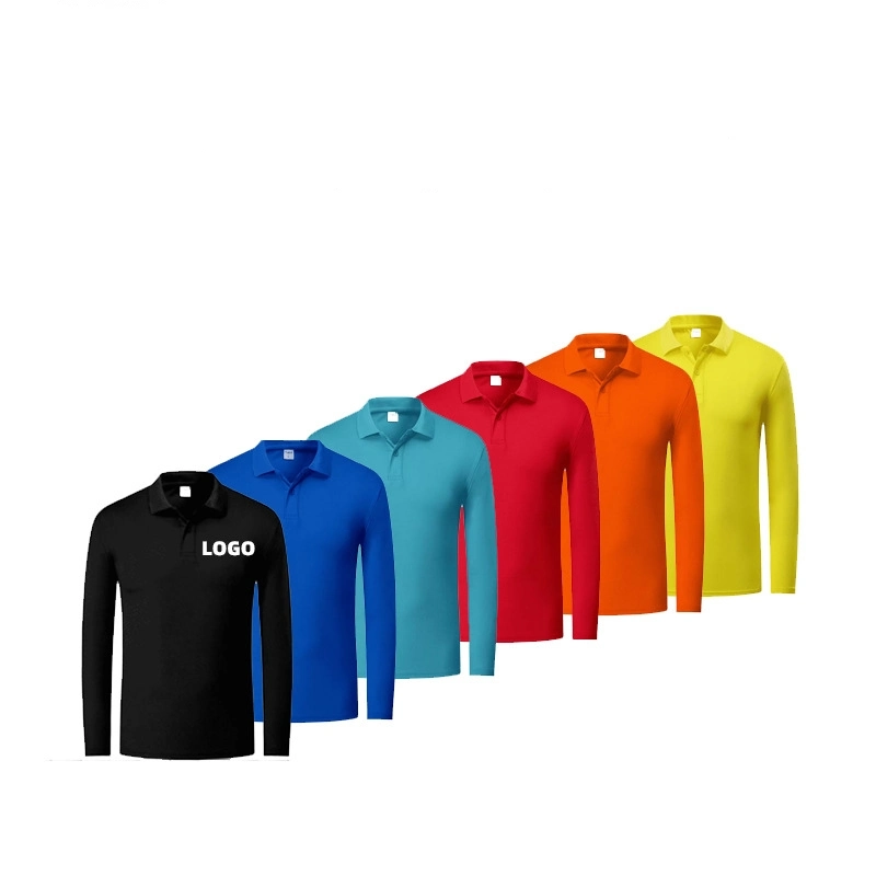 Custom Logo Herren Solid Color Langarm Business Golf Polo Hemd
