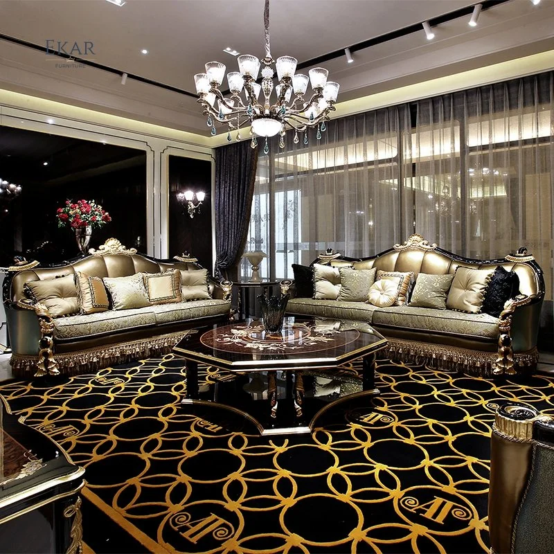 Luxury Furniture Royal Antique Gold Hexagon Wooden Center Coffee Tables