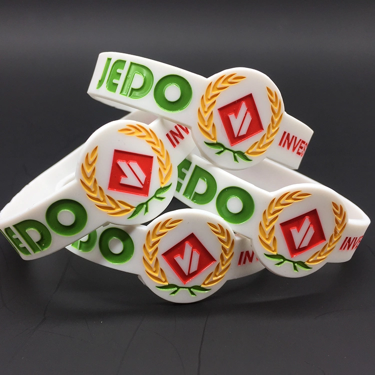 OEM Custom Debossed Embossed Printed Silicone Rubber Wristbands Bracelets for Promotion