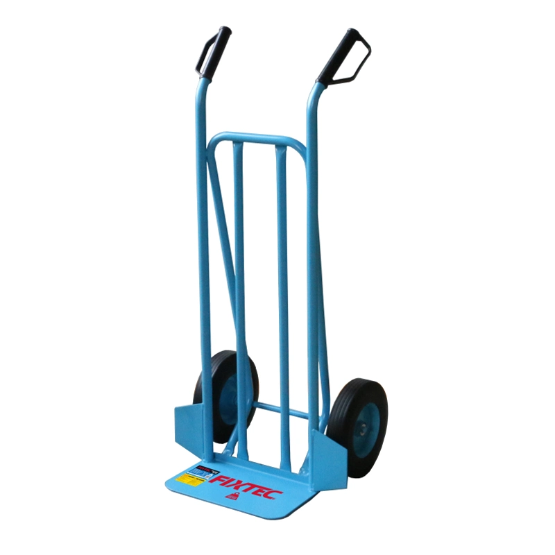 Fixtec Hand Carts 200kg 10" Rubber Solid Wheel Trolleys Folding Metal Hand Pull Cart