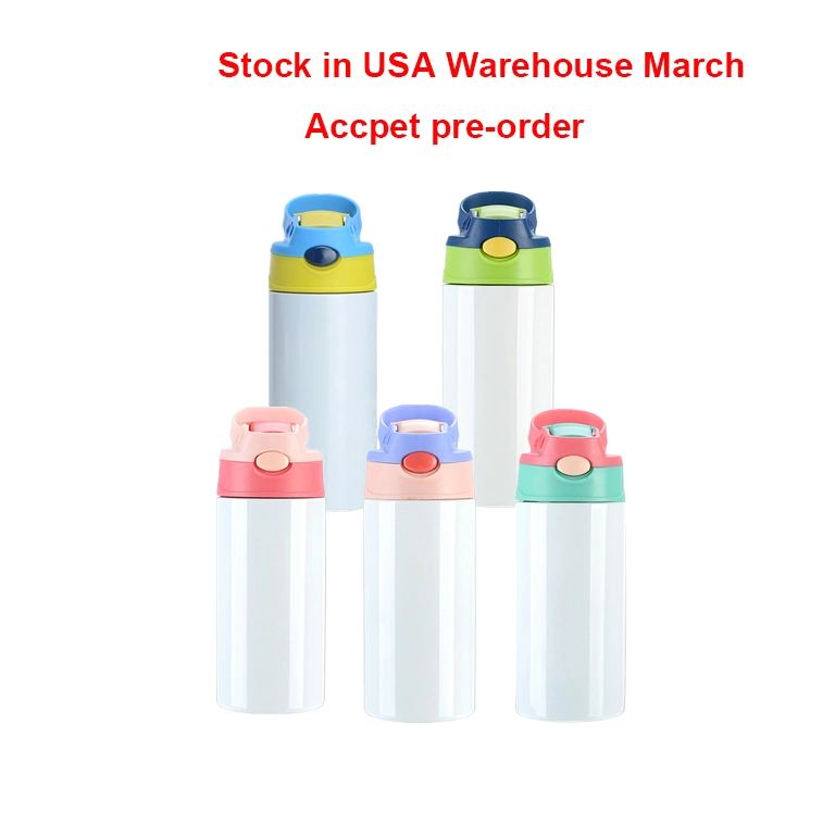 USA Warehouse Free Ship 12oz Stainless Steel Straight Sublimation Blanks Tumbler Kids Water Bottle