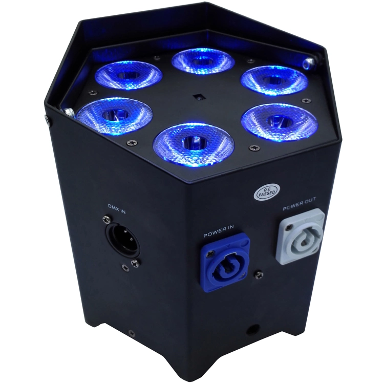 Con el teléfono móvil App Control DMX 6X18W 6en1 RGBWA+UV LED de batería par luz para la etapa de DJ discotecas KTV