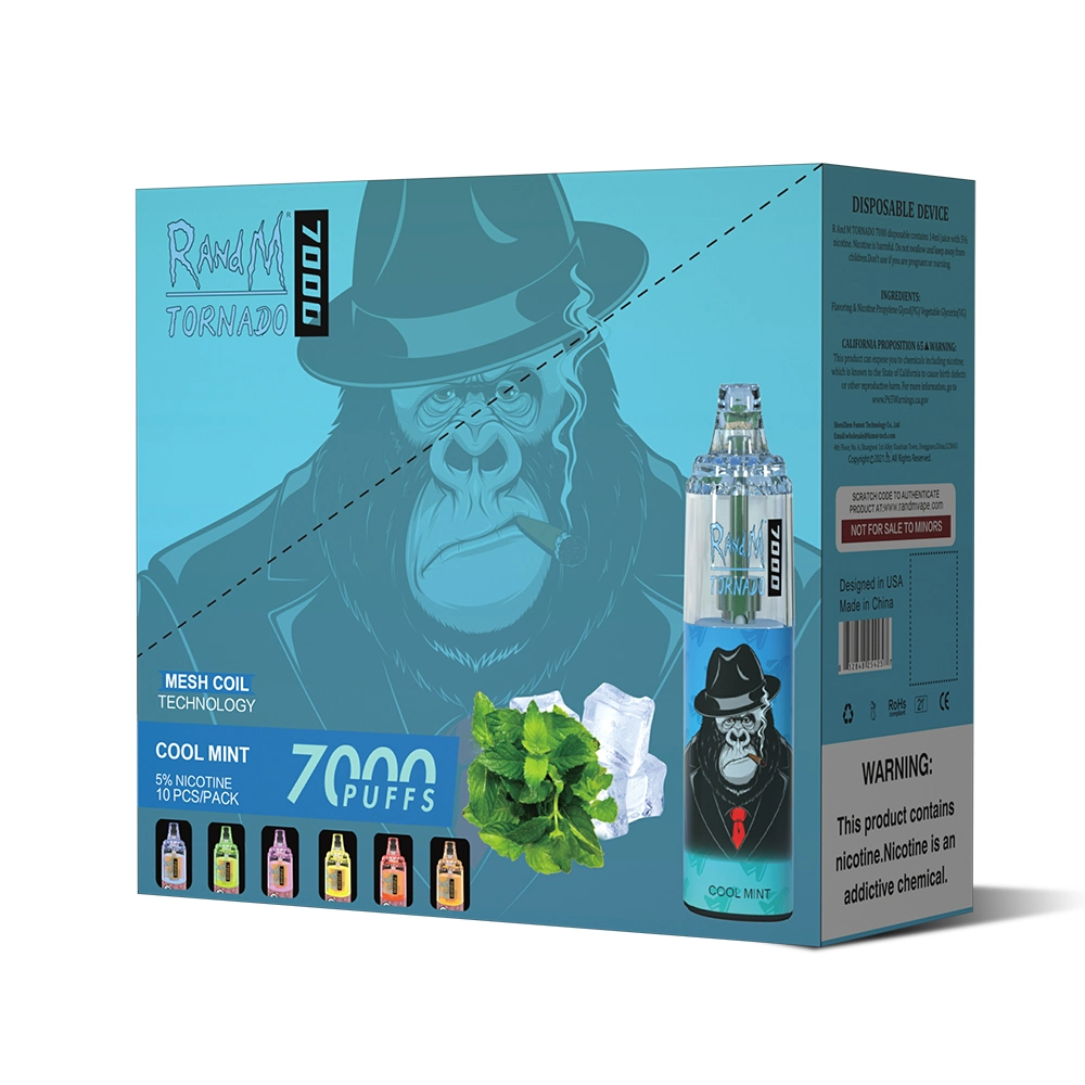 Großhandel Randm Tornado 7000 Puffs 850 mAh 0%-5% Nikotin beliebt Einweg-Vape Electronic E Zigarette Pen Top Sale Vape Puffbar 9000 12000 Puff 10K