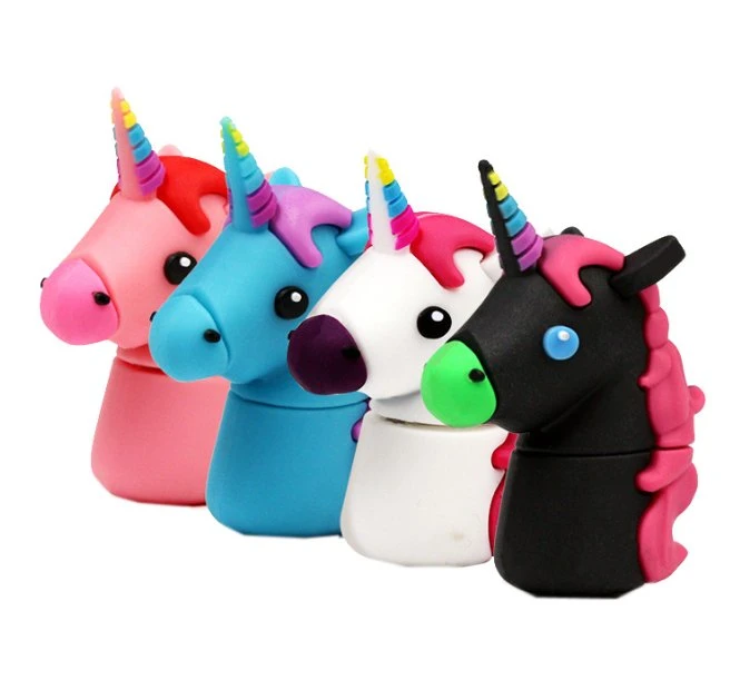 يبدو Unicorn 32 جيجا بايت مخصصة 2D/3D PVC Cartoon أقراص/قلم USB Flash محرك أقراص/محرك أقراص USB محمول للهدايا الترويجية