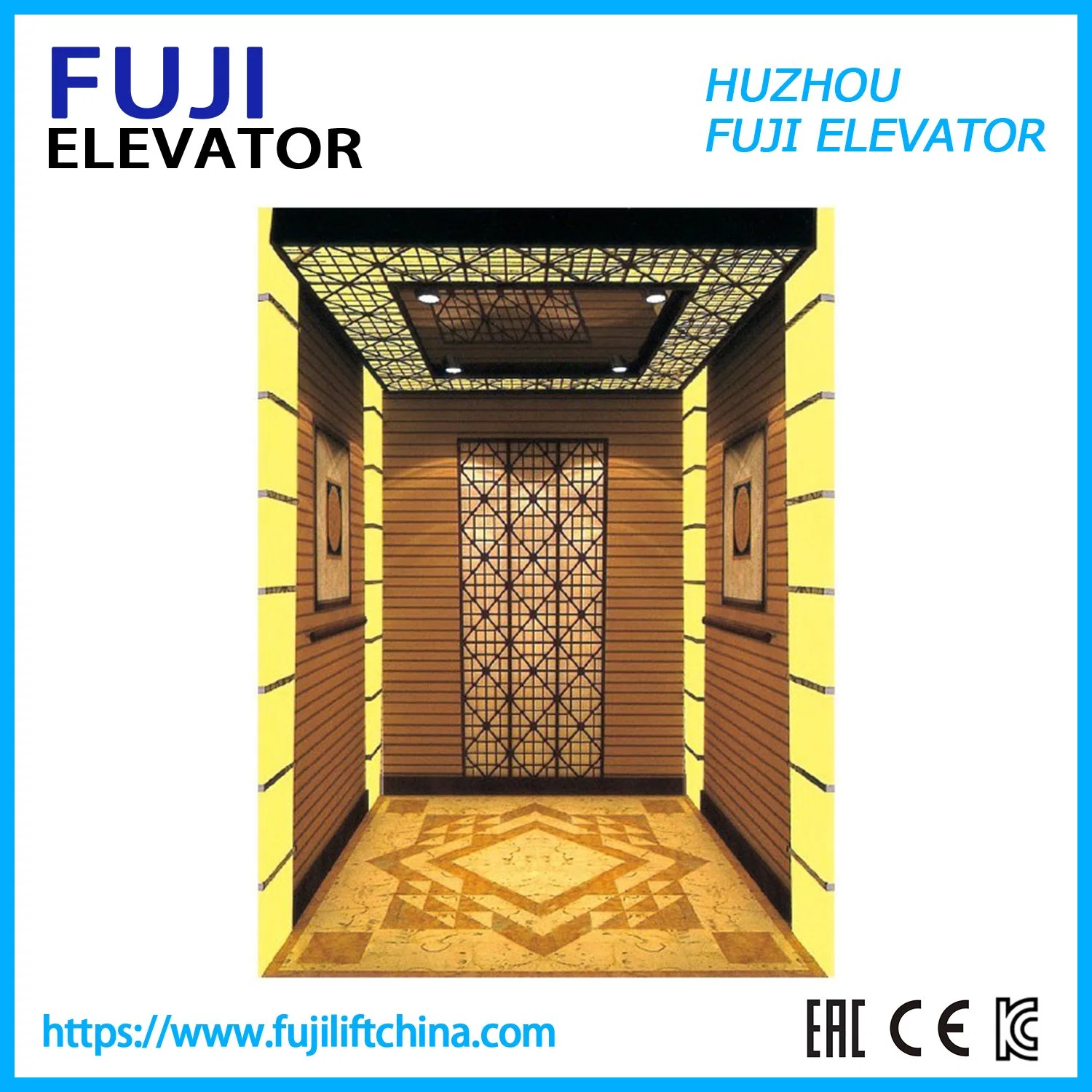 FUJI Golden Titanium Mirror Etching Stainless Steel Finish Passenger Lift Bed Lift hospital Lift