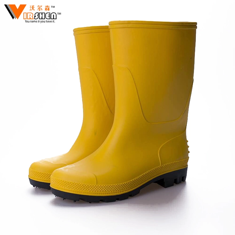 PVC de seguridad de trabajo Gumboots amarillo botas de agua Jardín