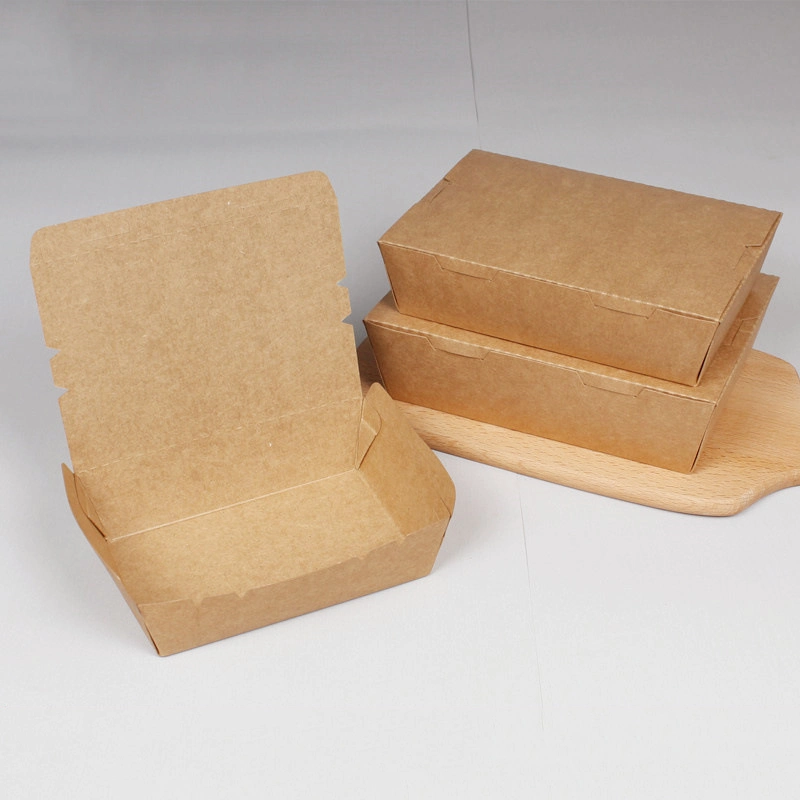 Disposable Kraft Food Packaging Container Paper Tray Take Away Snack Food Paper Tray